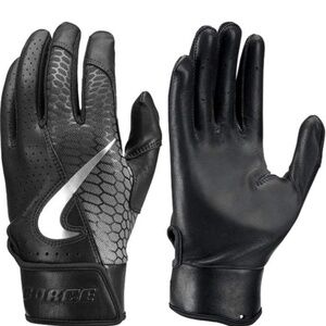 Nike Mens Force Elite Leather Baseball Gloves Black (M)